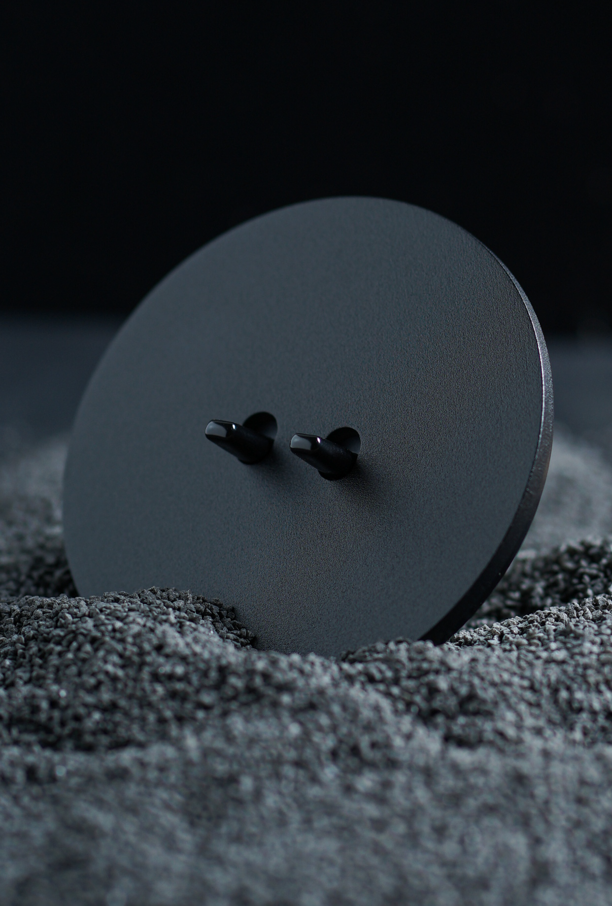 Intrerupator dublu rotund retro negru mat Vectis Round