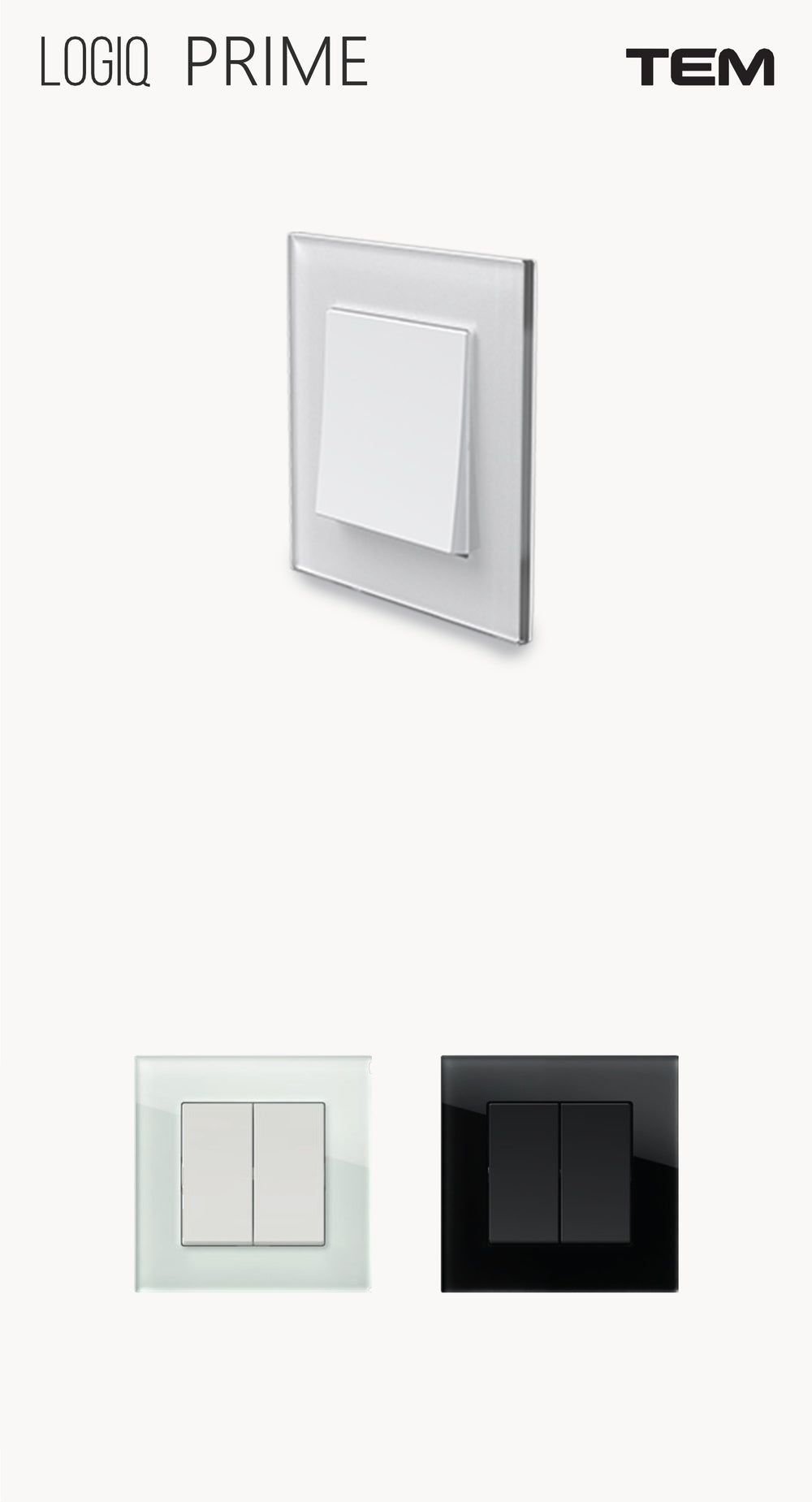 intrerupator premium cu rama modulara din sticla alba sau neagra doza rotunda clasica