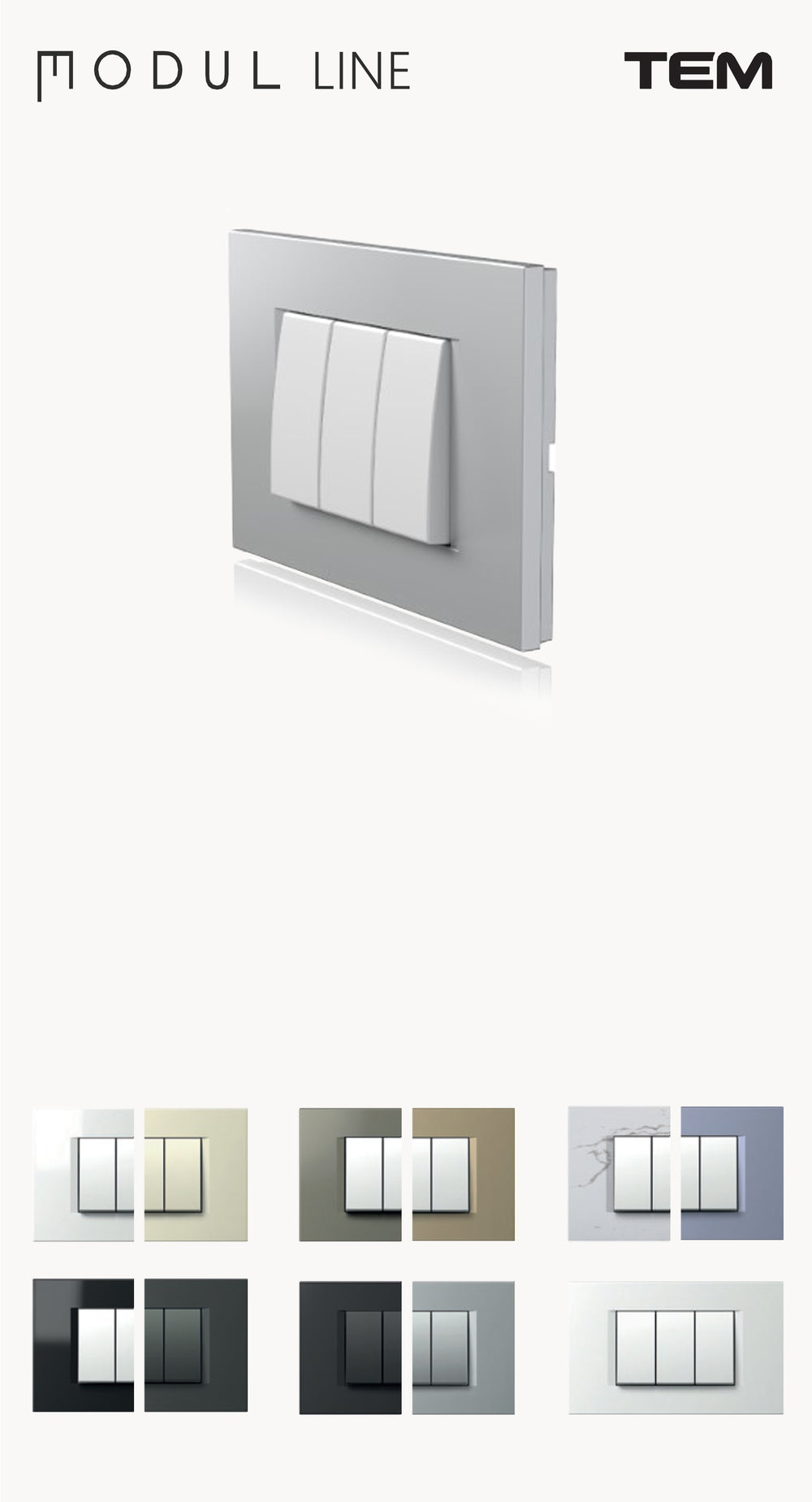 interupator tem modular italian doza patrata modulara rama dreapta flat finisaj negru mat, antracit alb mat, alb lucios crem nisip titan argintiu