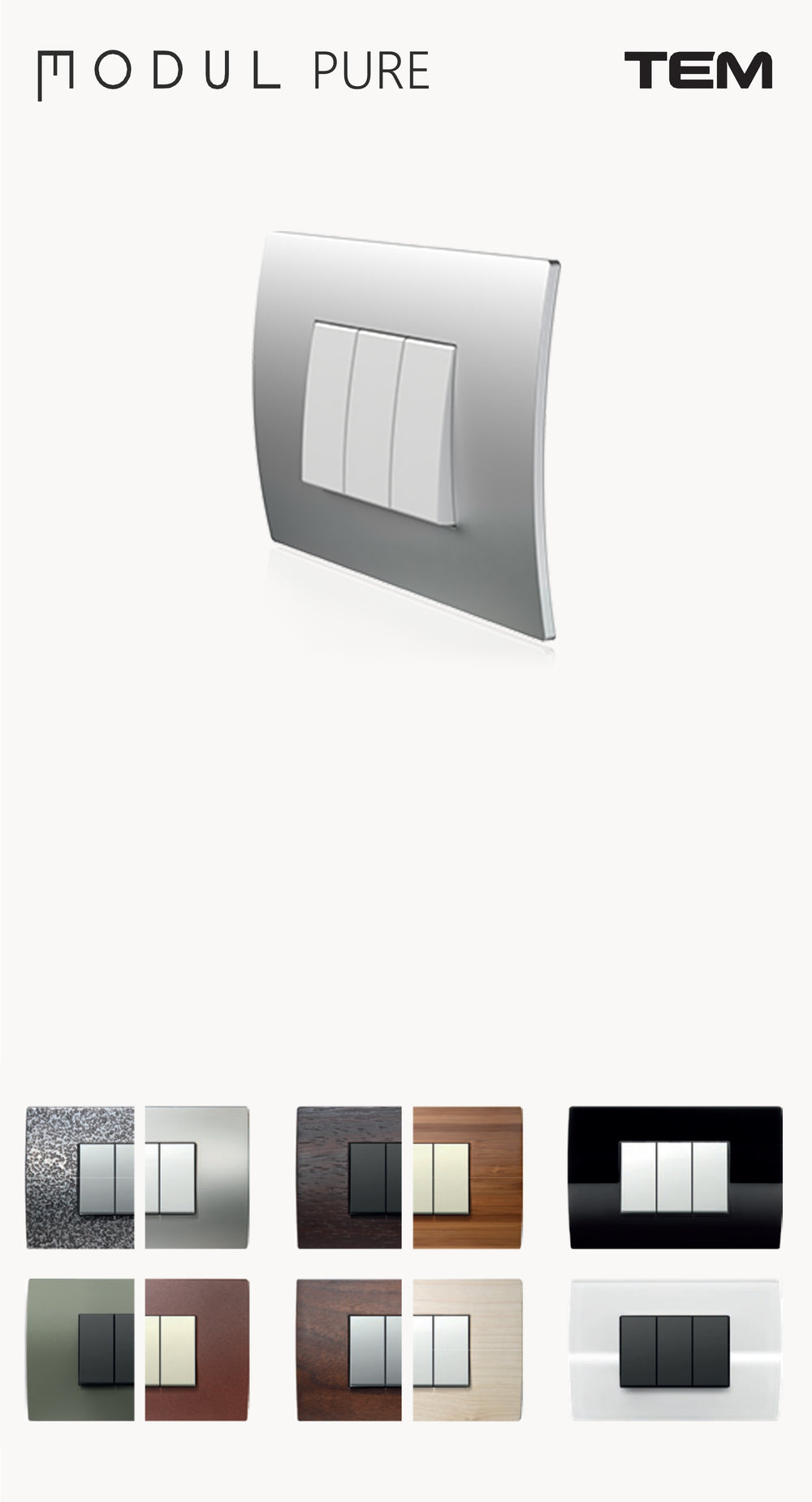 intrerupator aparataj terminal tem modul pure finisaje naturale lemn metal sticla modular italian doza patrata