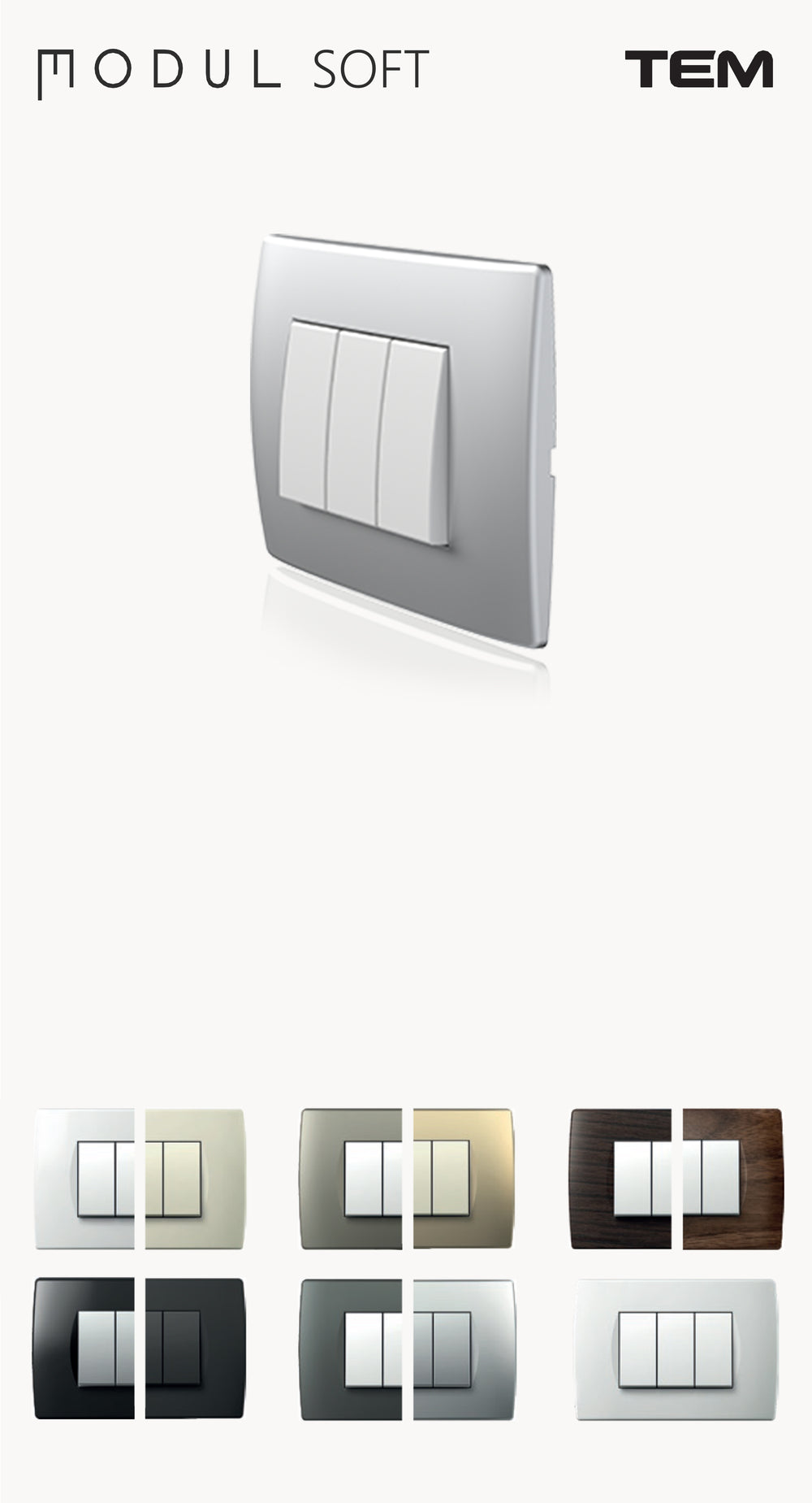 interupator tem modul sft modular italian doza patrata modulara rama dreapta flat finisaj negru mat, antracit alb mat, alb lucios crem nisip titan argintiu